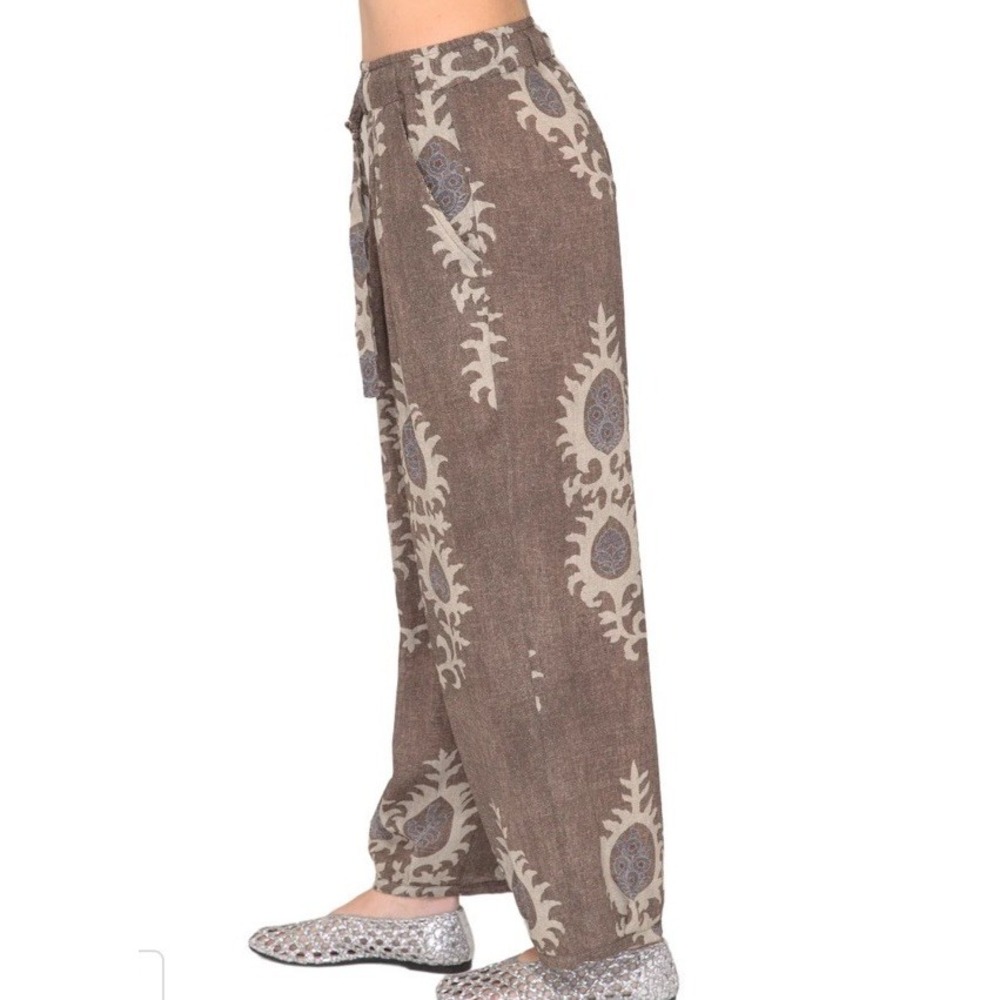 Bazar Deluxe Bali Moka, Print Trousers Ethnic, Sz M No Drawstrings - Picture 2 of 8